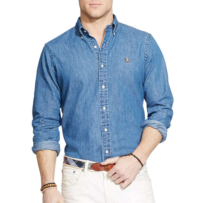 fitted denim shirt mens