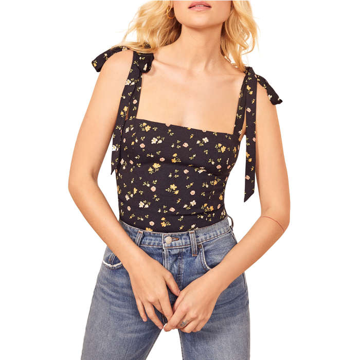smocked tie strap top
