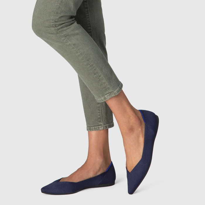 navy pointed toe flats