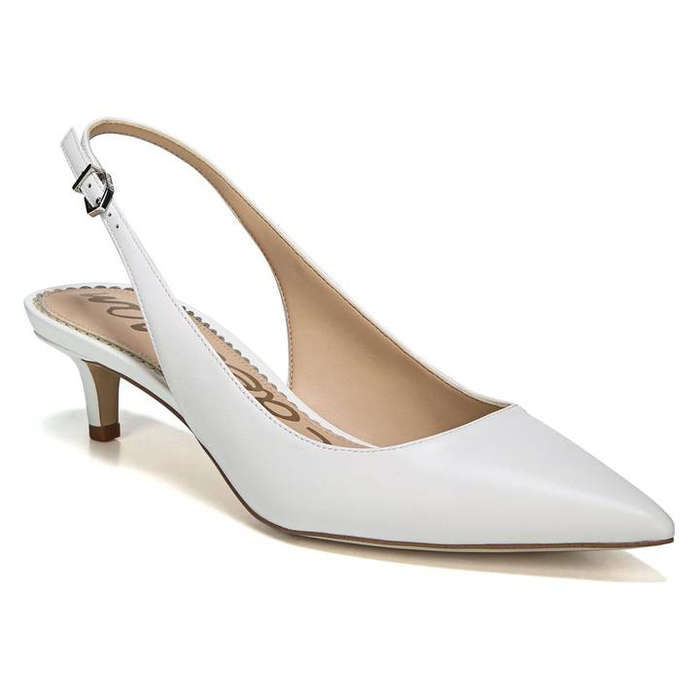 white heeled slingbacks