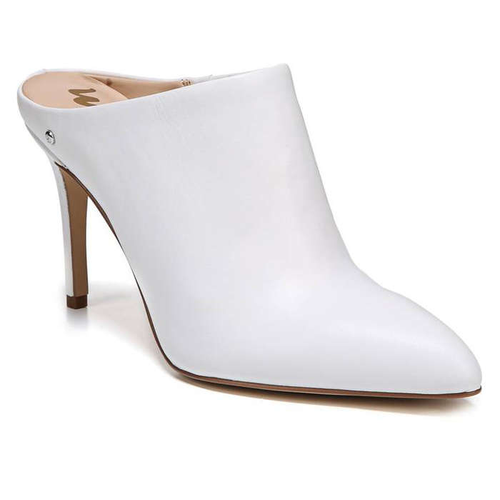 white low heel mule