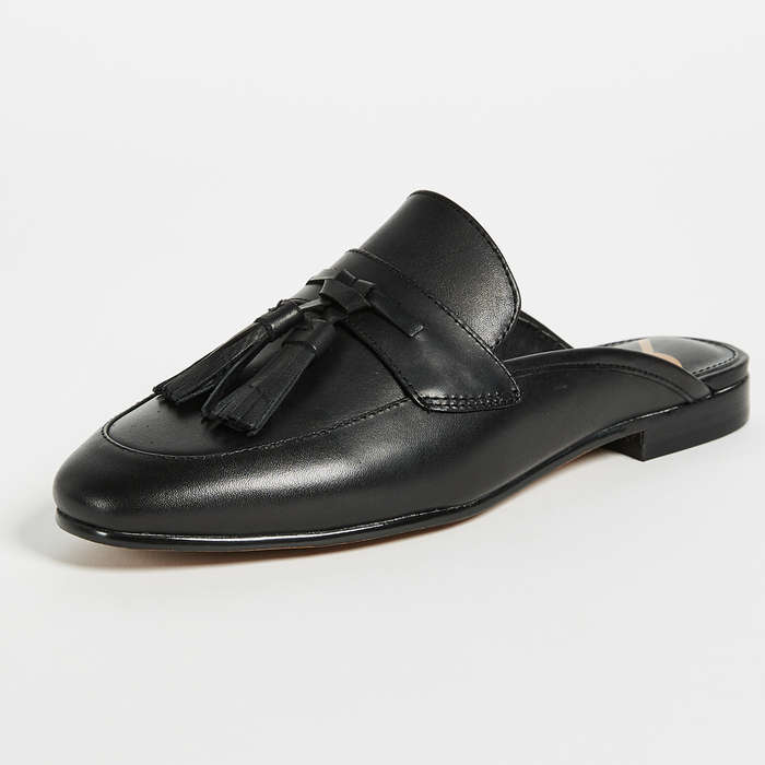 brown backless loafers