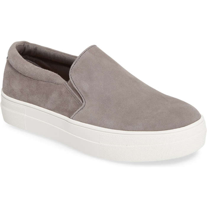 grey platform slip on sneakers