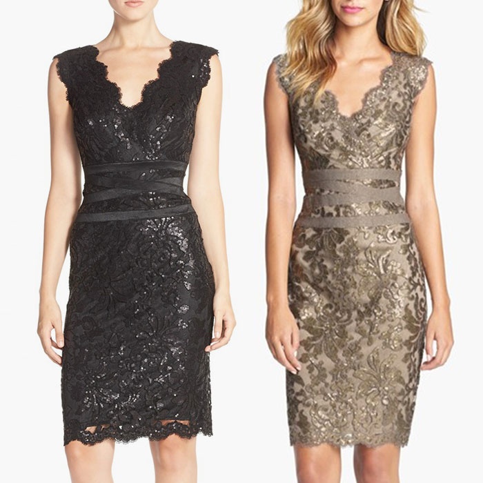 Tadashi Shoji Embellished Metallic Lace Sheath Dress Rank Style Best Sequined Dresses Tadashi Shoji Embellished Metallic Lace Sheath Dress