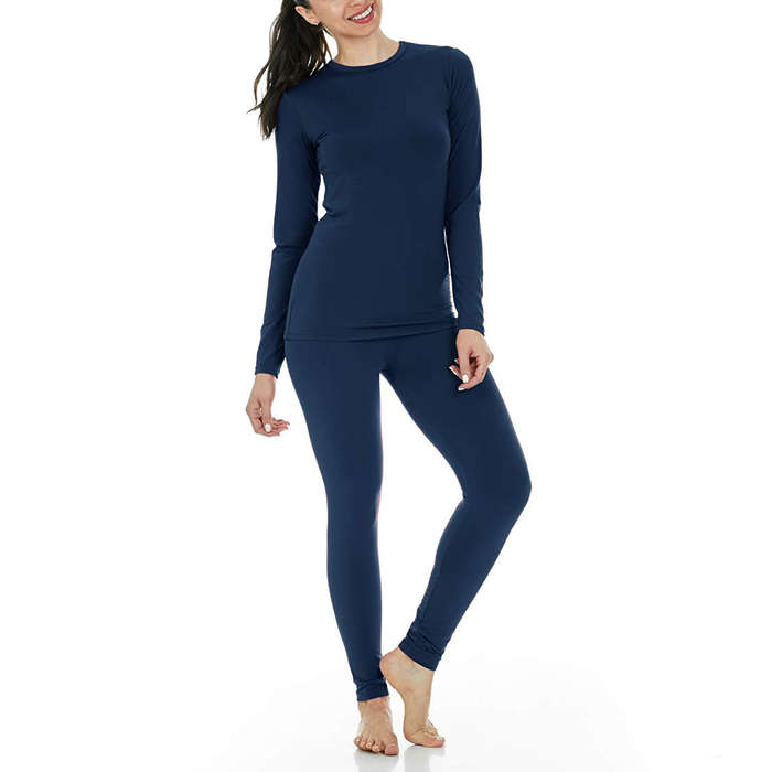 N-B 2020 Super Thin High Elastic Thermal Underwear Women Crew Neck Long Sleeves Top Pants Long Sets For Women Clothes Winter