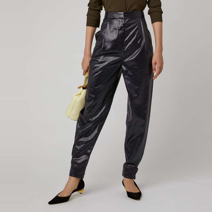 leather tapered pants