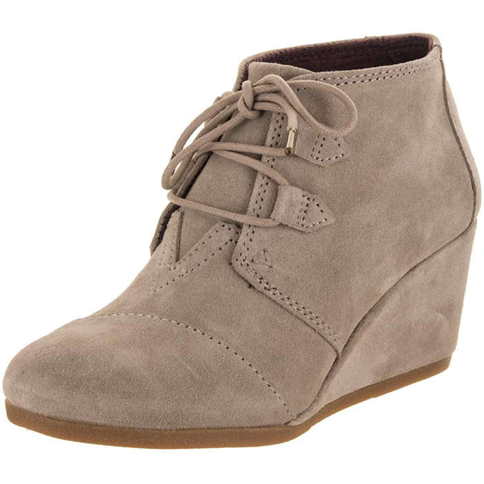 grey suede wedge booties