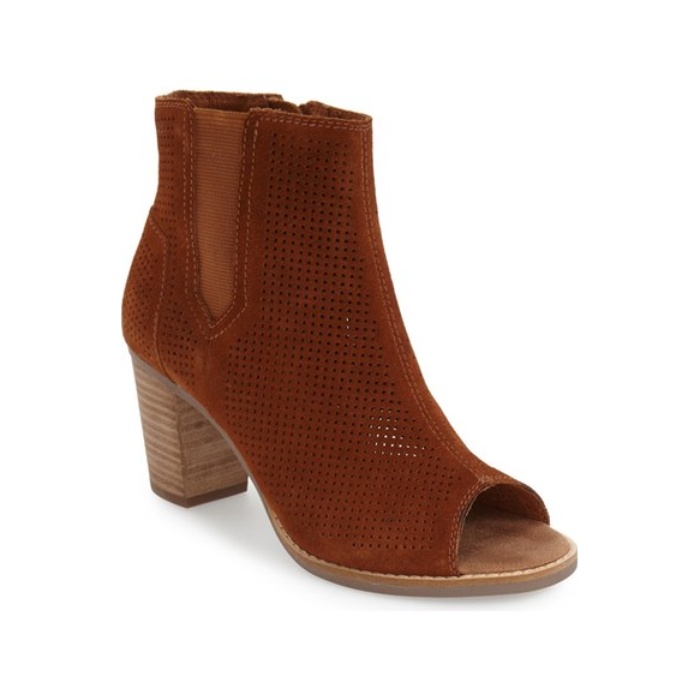 cognac peep toe booties