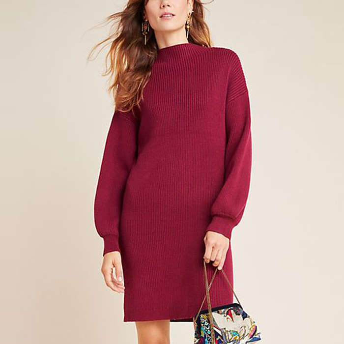 mock turtleneck sweater dress