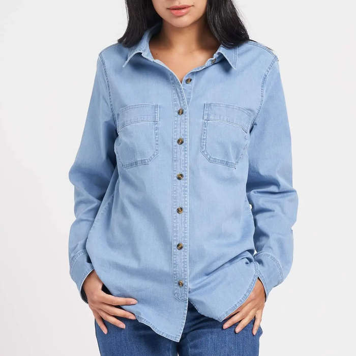 womens long chambray shirt