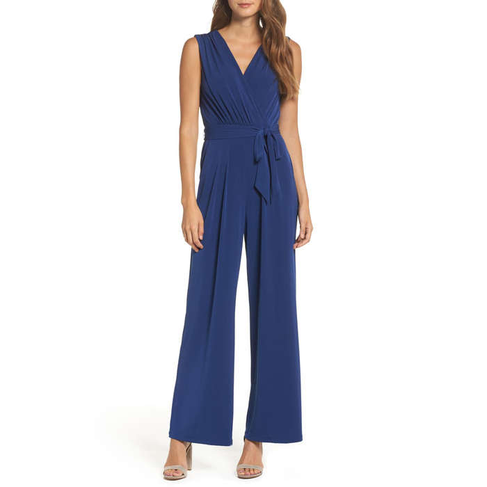 vince camuto tie front wide leg jumpsuit