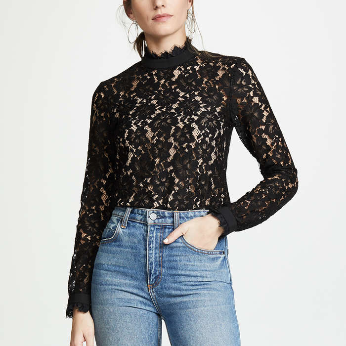 dressy black lace tops